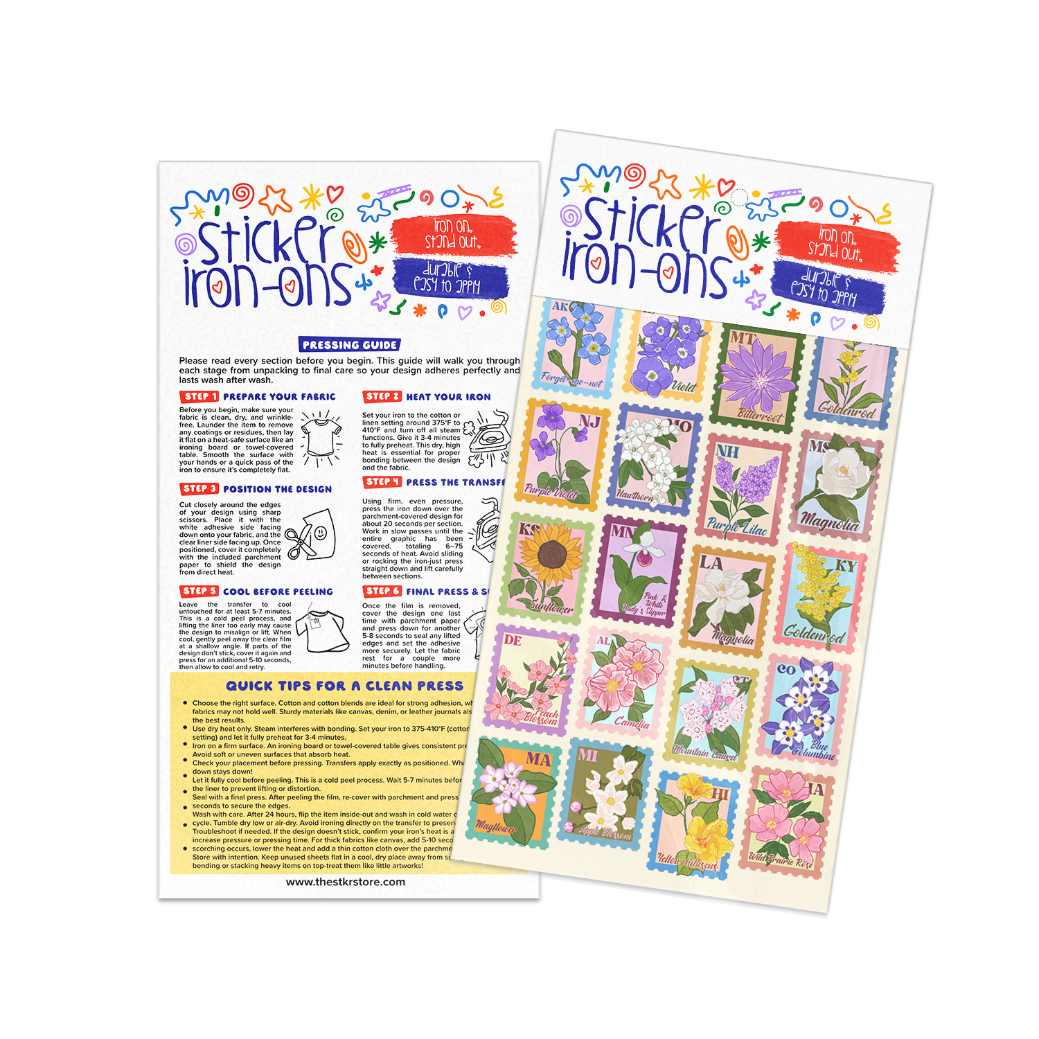 State Flowers Sticker Iron-Ons