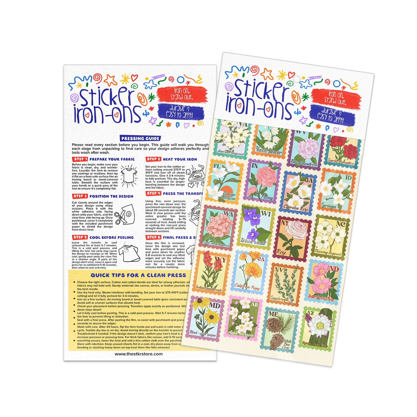 State Flowers Sticker Iron-Ons