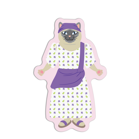 Cream and Gray Filipiniana Cats Textured Stickers