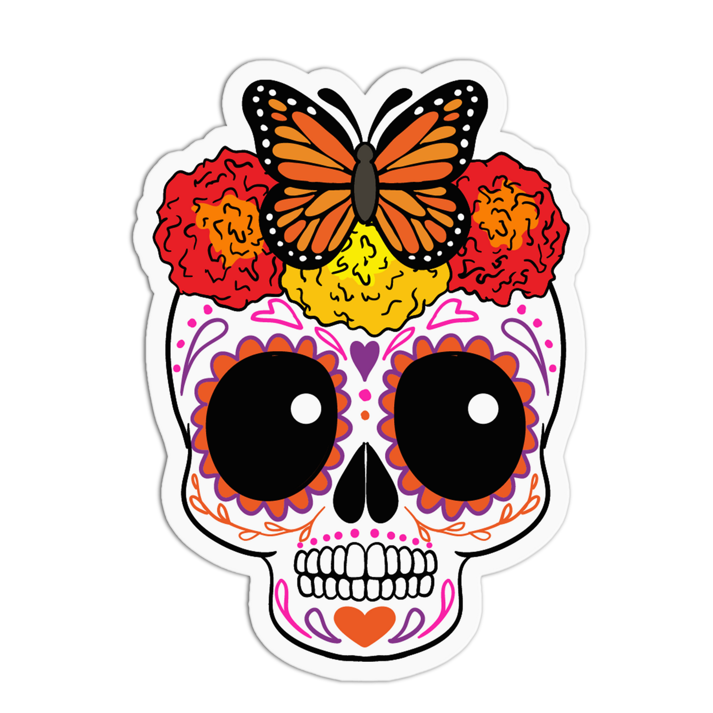 Butterfly Monarch Dia De Los Muertos Sticker