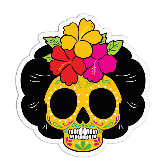 Hibiscus Floral Dia De Los Muertos Sticker