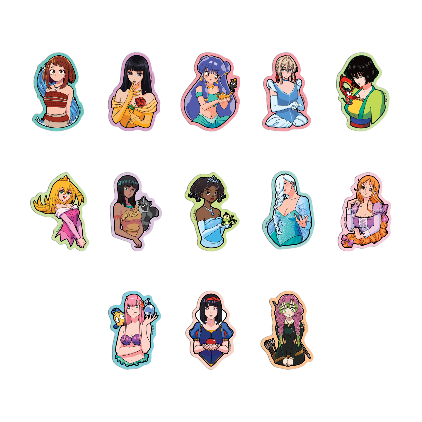 Anime Disney Princess Sticker Pack