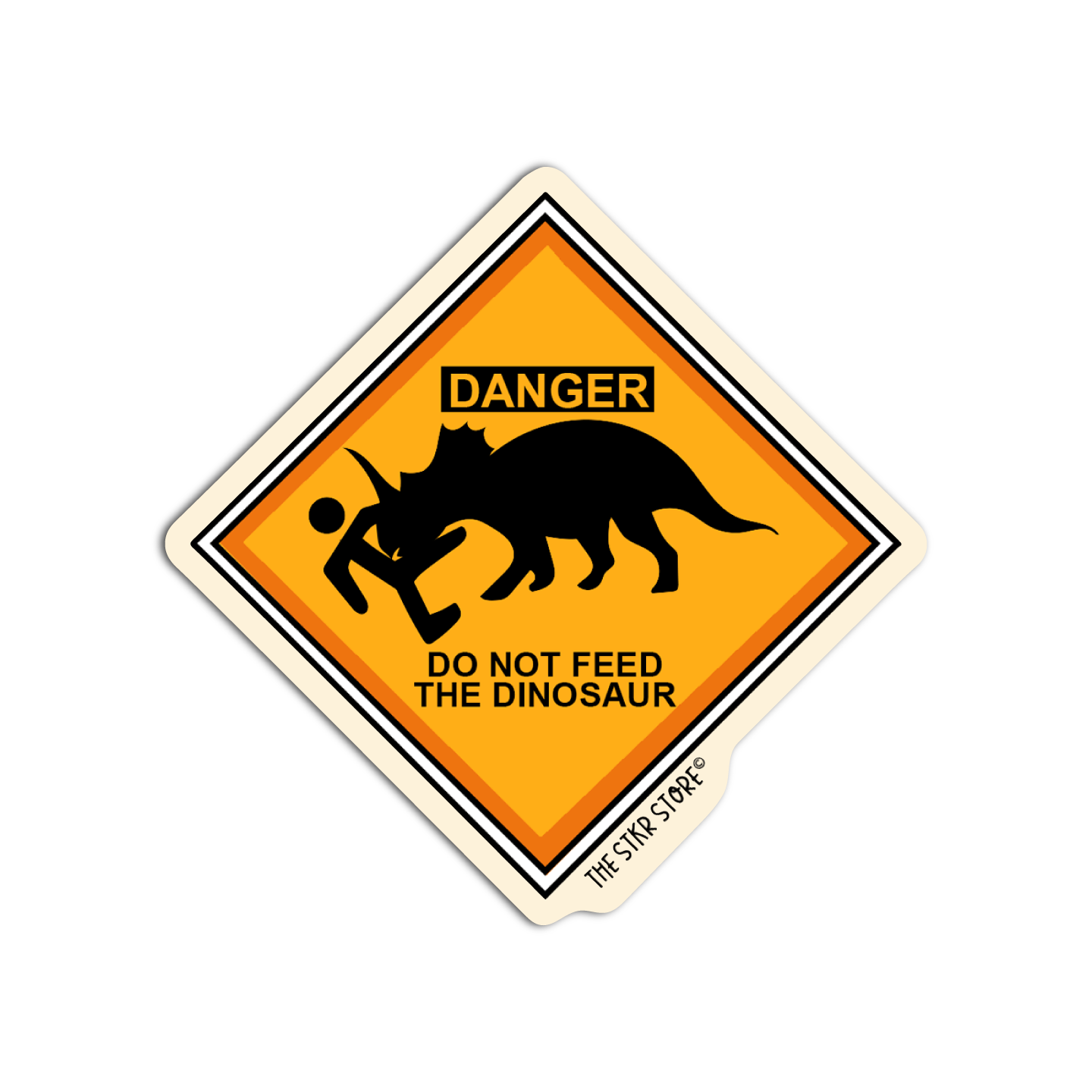 Danger Do Not Feed the Dinosaur Funny Road Sign Sticker