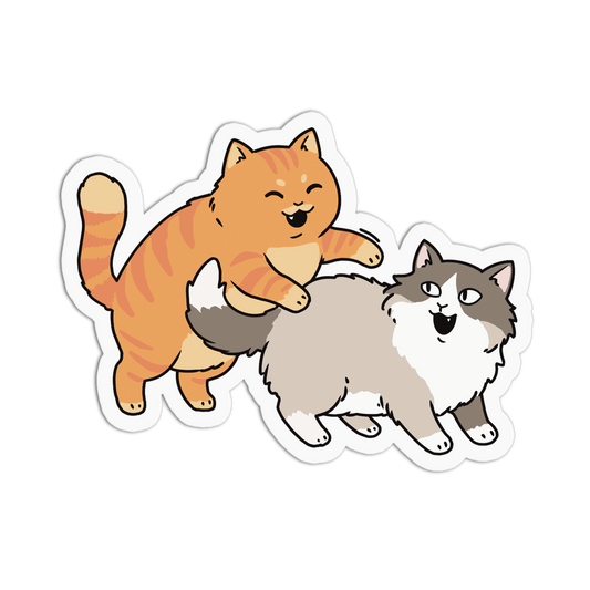Cartoon illustration of two cats on a transparent background