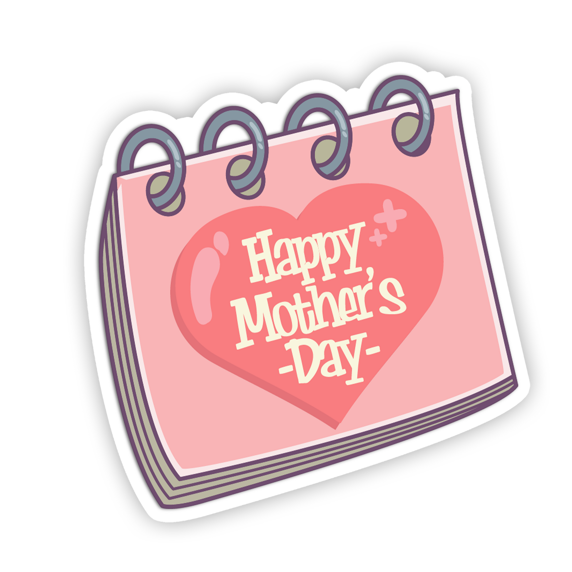 Sticker with 'Happy Mother's Day' text on a pink heart design