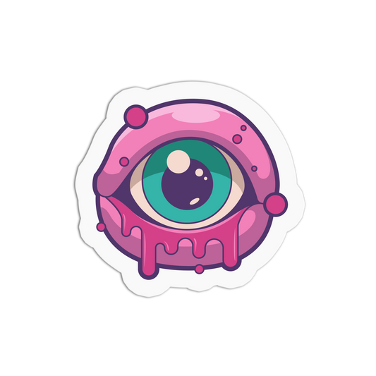 Eyeball in Pink Goo Halloween Textured Stickers