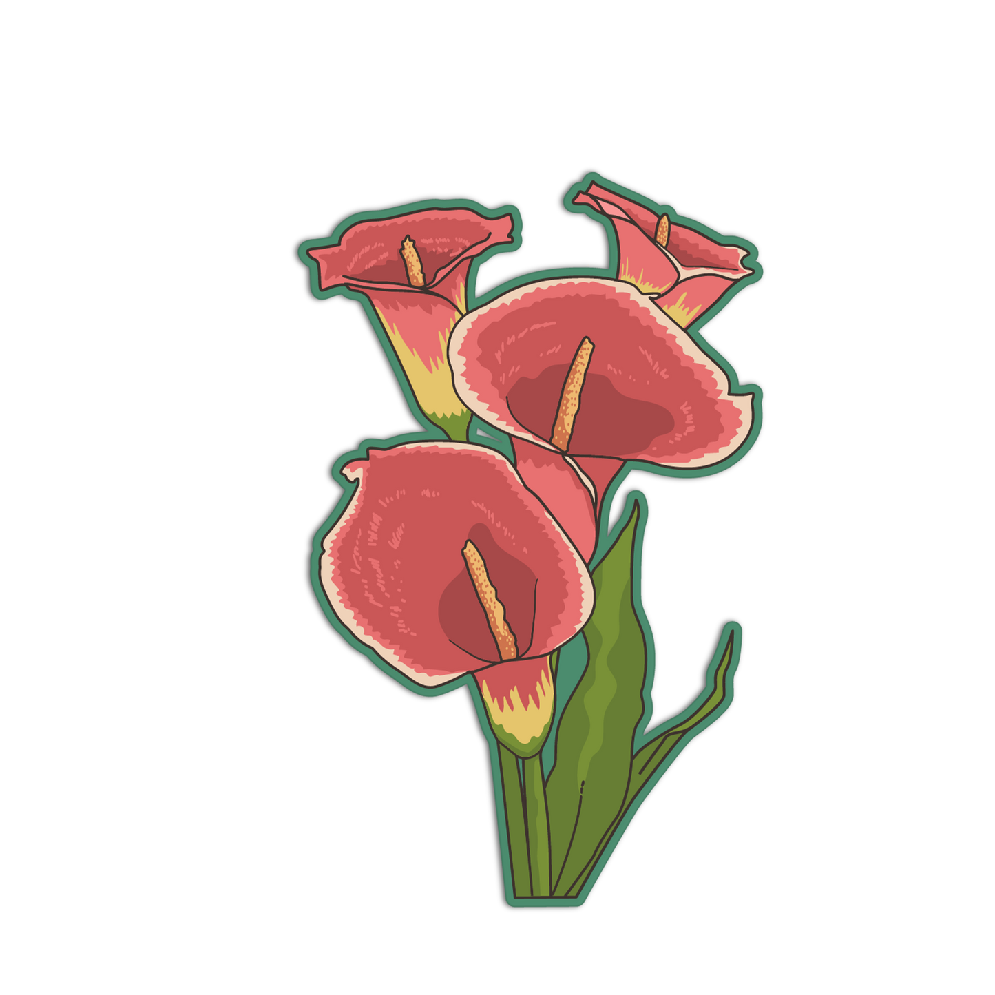 Crimson Calla Lilies - Flower Series Sticker - The Stkr Store