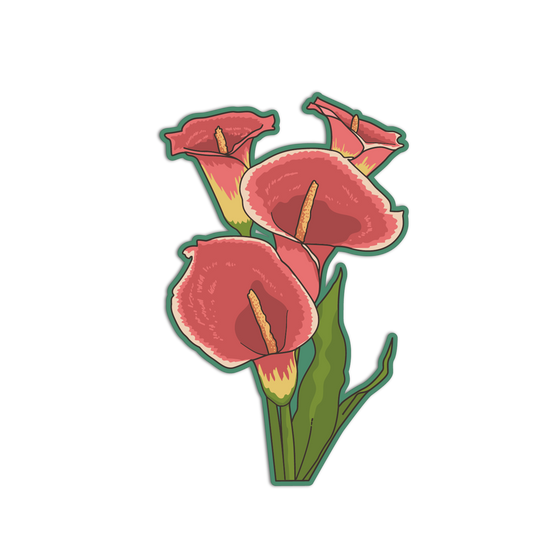 Crimson Calla Lilies - Flower Series Sticker - The Stkr Store