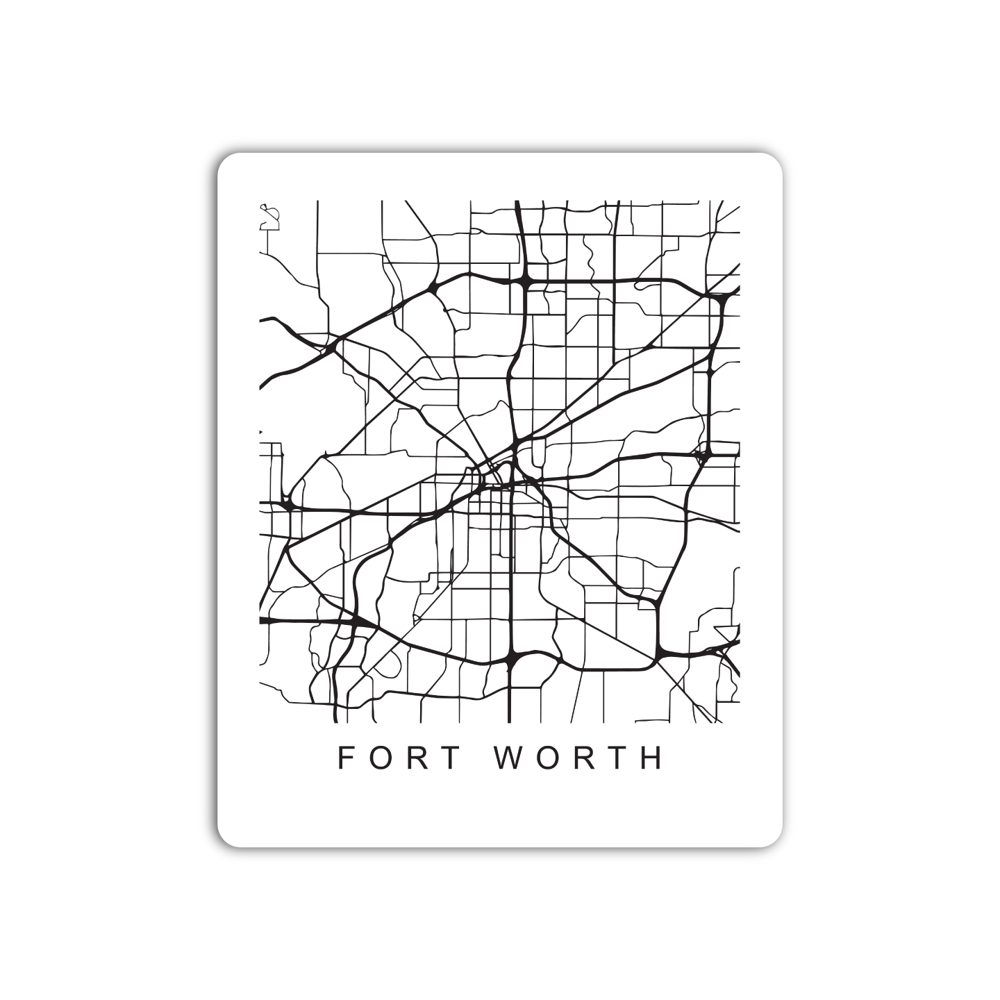 Fort Worth U.S. Street Map Sticker
