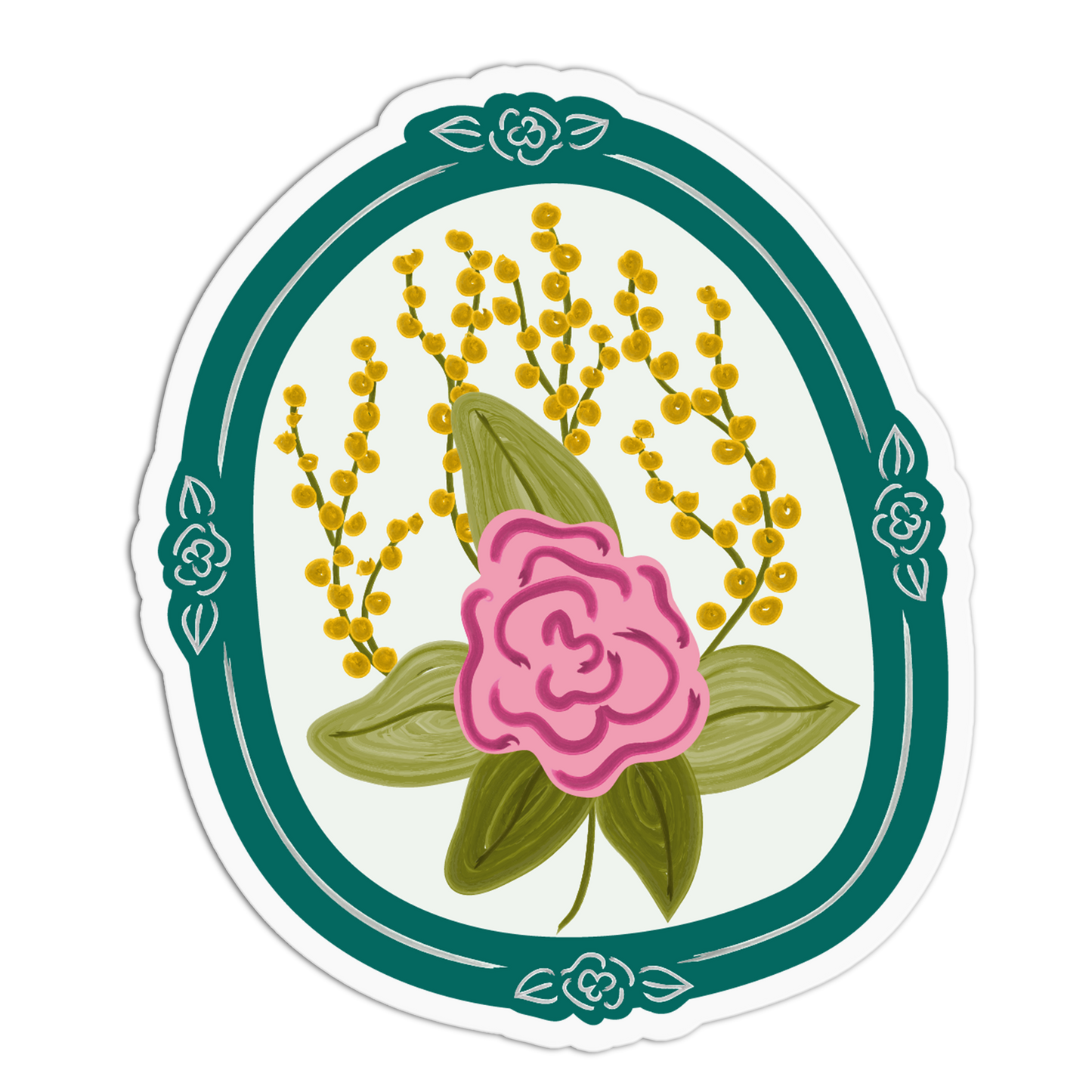 Peony Bouquet Framed Flowers Sticker