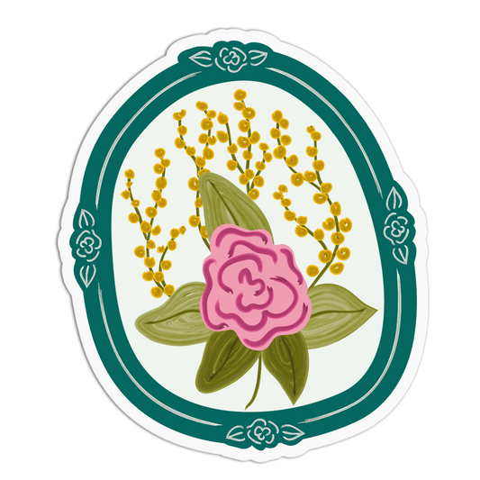 Peony Bouquet Framed Flowers Sticker