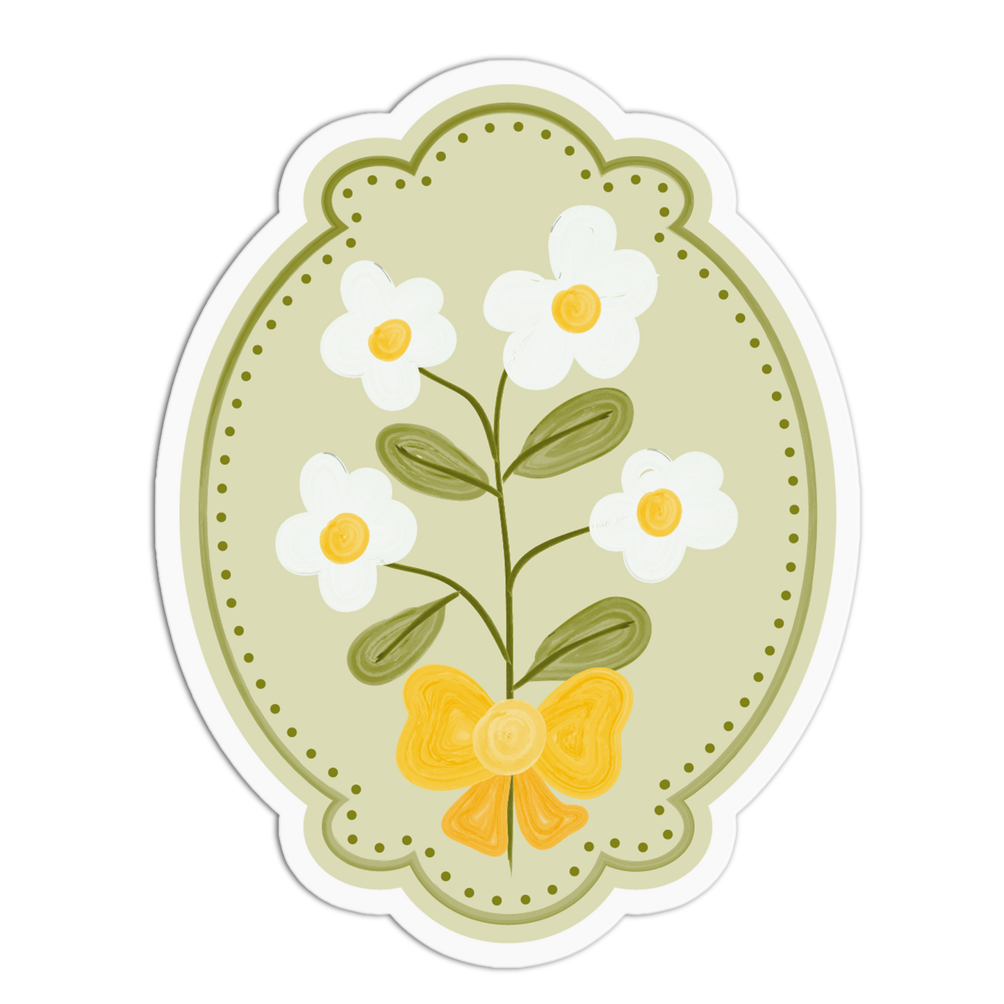 White Daisies Framed Flowers Sticker