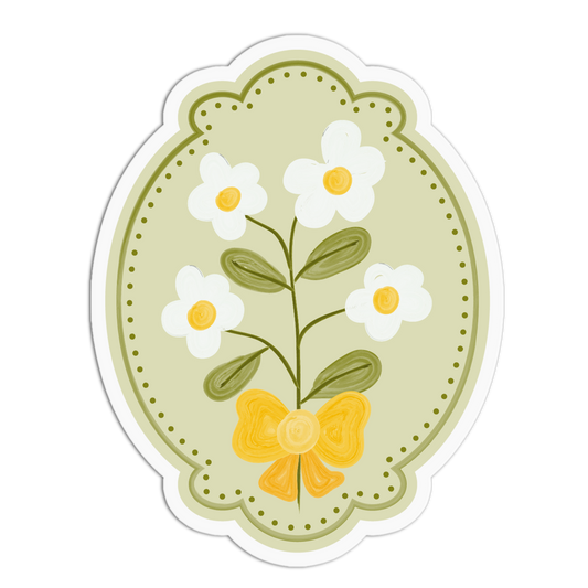White Daisies Framed Flowers Sticker