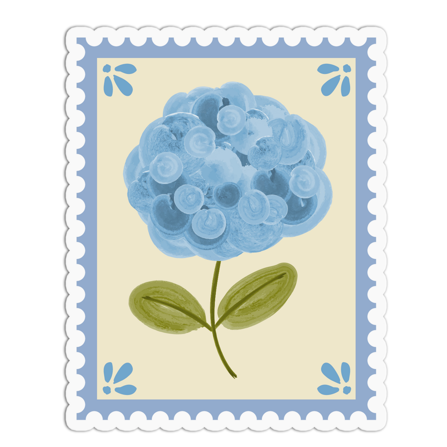 Blue Hydrangea Framed Flowers Sticker