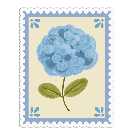Blue Hydrangea Framed Flowers Sticker