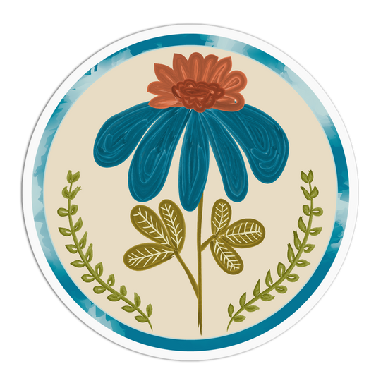 Blue Coneflower Framed Flowers Sticker