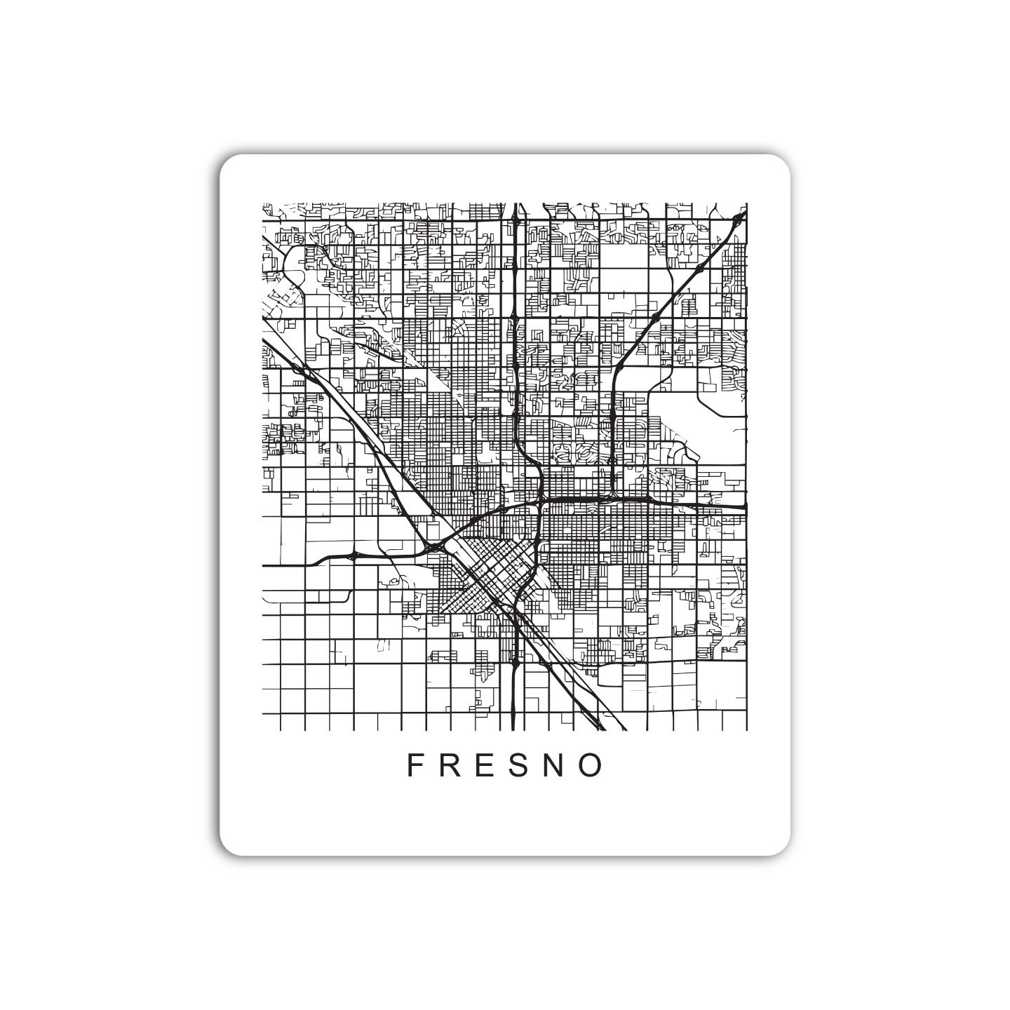 Fresno U.S. Street Map Sticker