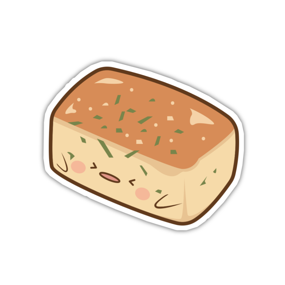 Cartoon-style illustration of a loaf of bread with a happy face on a white background