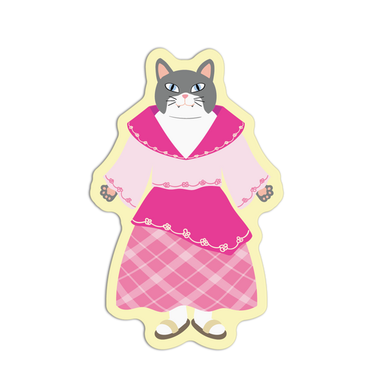 Gray and White Filipiniana Cats Textured Stickers