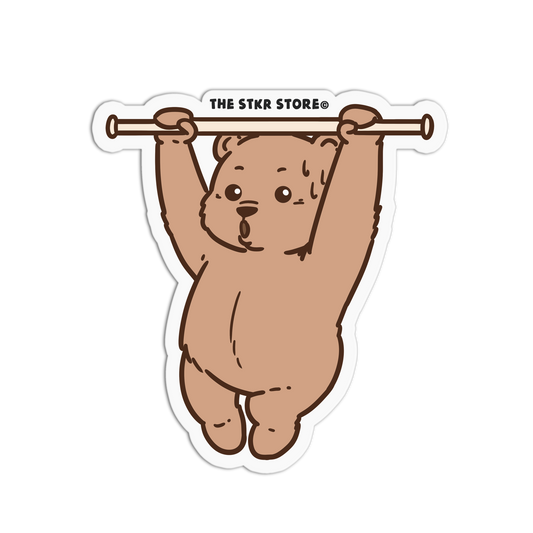 Pull-up Brown Bear - Gym Bears Sticker - The Stkr Store