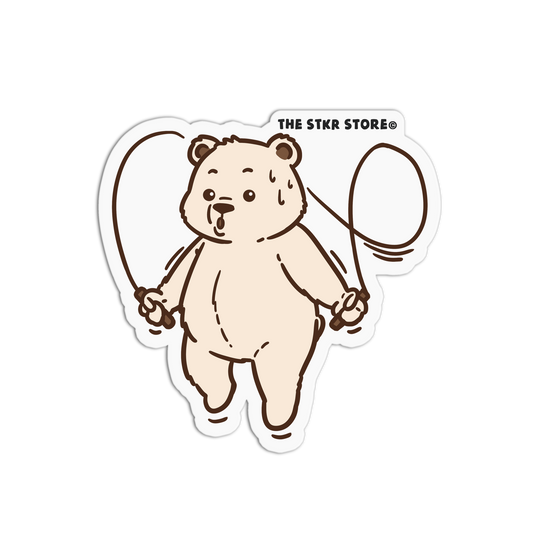 Jump Rope Polar Bear - Gym Bears Sticker - The Stkr Store