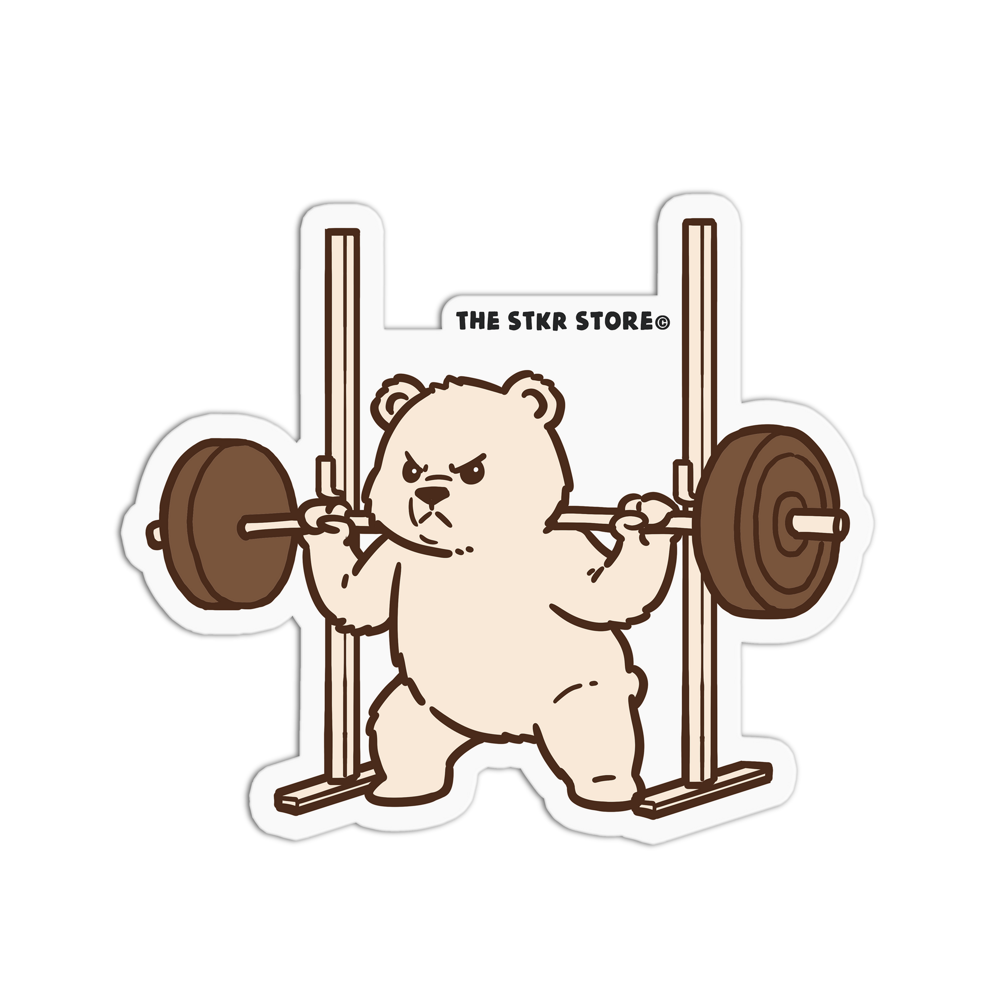 Squatting Polar Bear - Gym Bears Sticker - The Stkr Store
