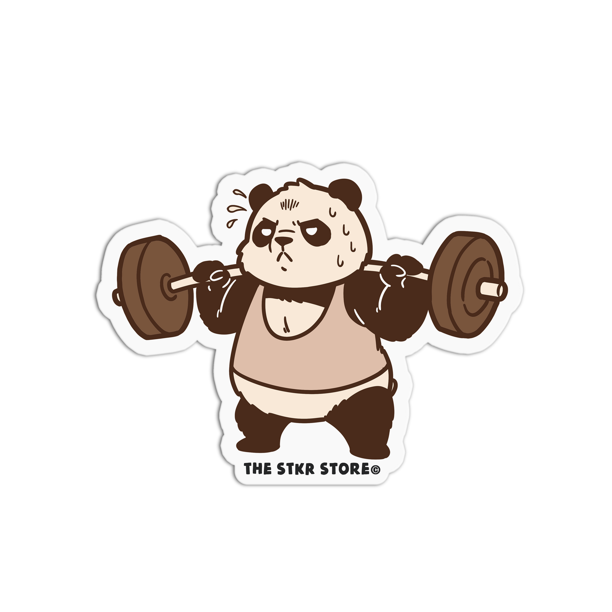 Barbell Press Panda - Gym Bears Sticker - The Stkr Store