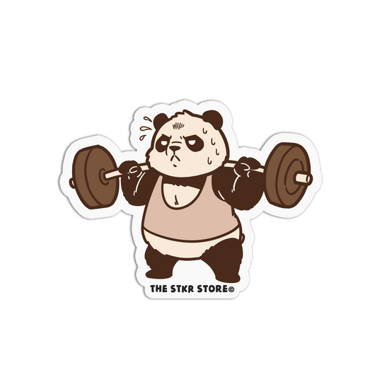 Barbell Press Panda - Gym Bears Sticker - The Stkr Store