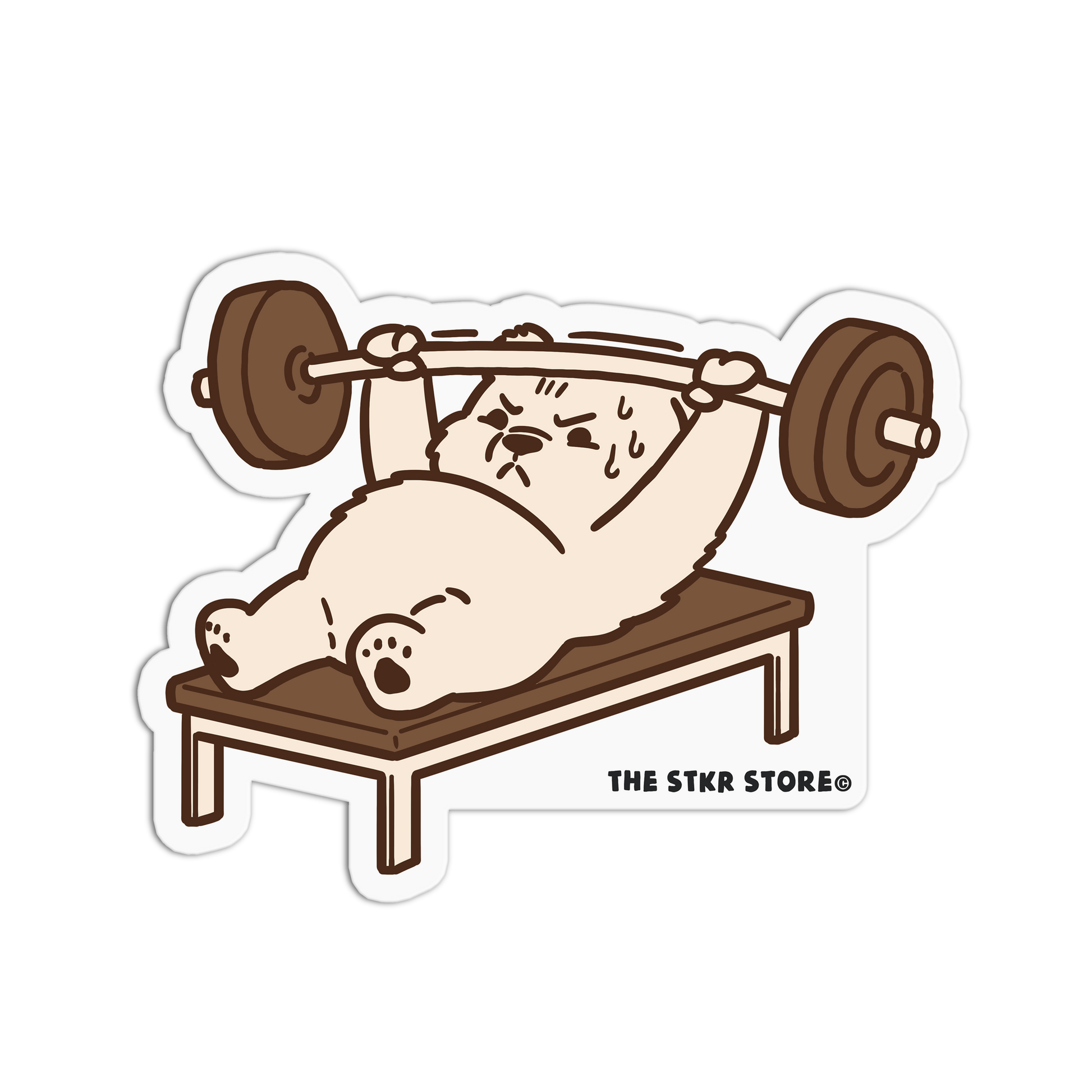 Bench Press Polar Bear - Gym Bears Sticker - The Stkr Store