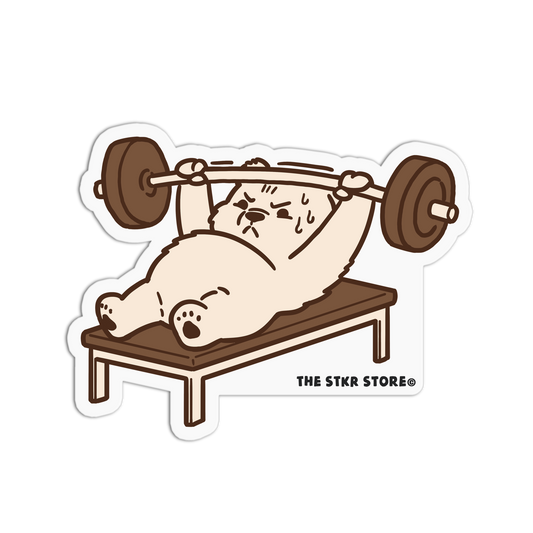 Bench Press Polar Bear - Gym Bears Sticker - The Stkr Store