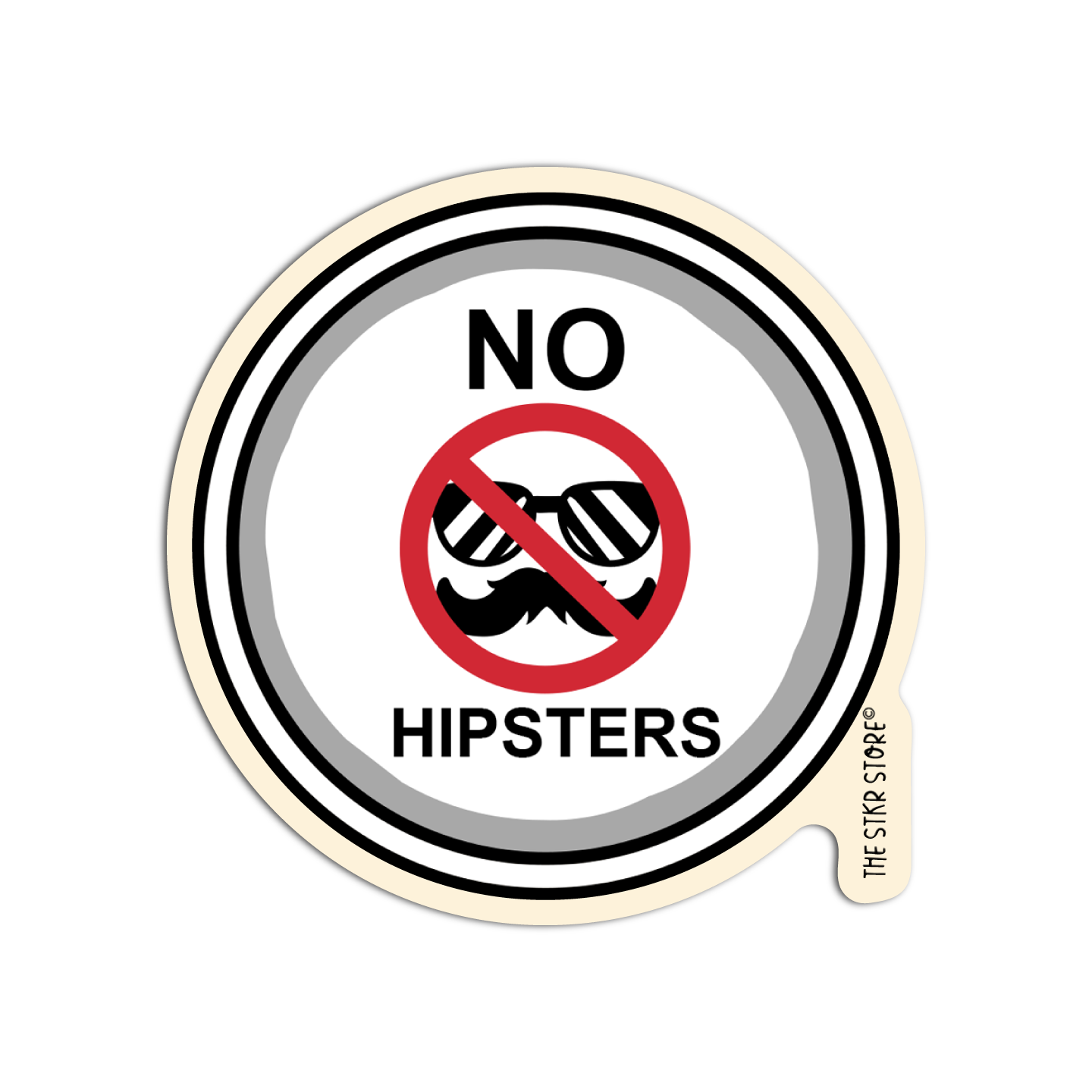 No Hipsters Funny Road Sign Sticker