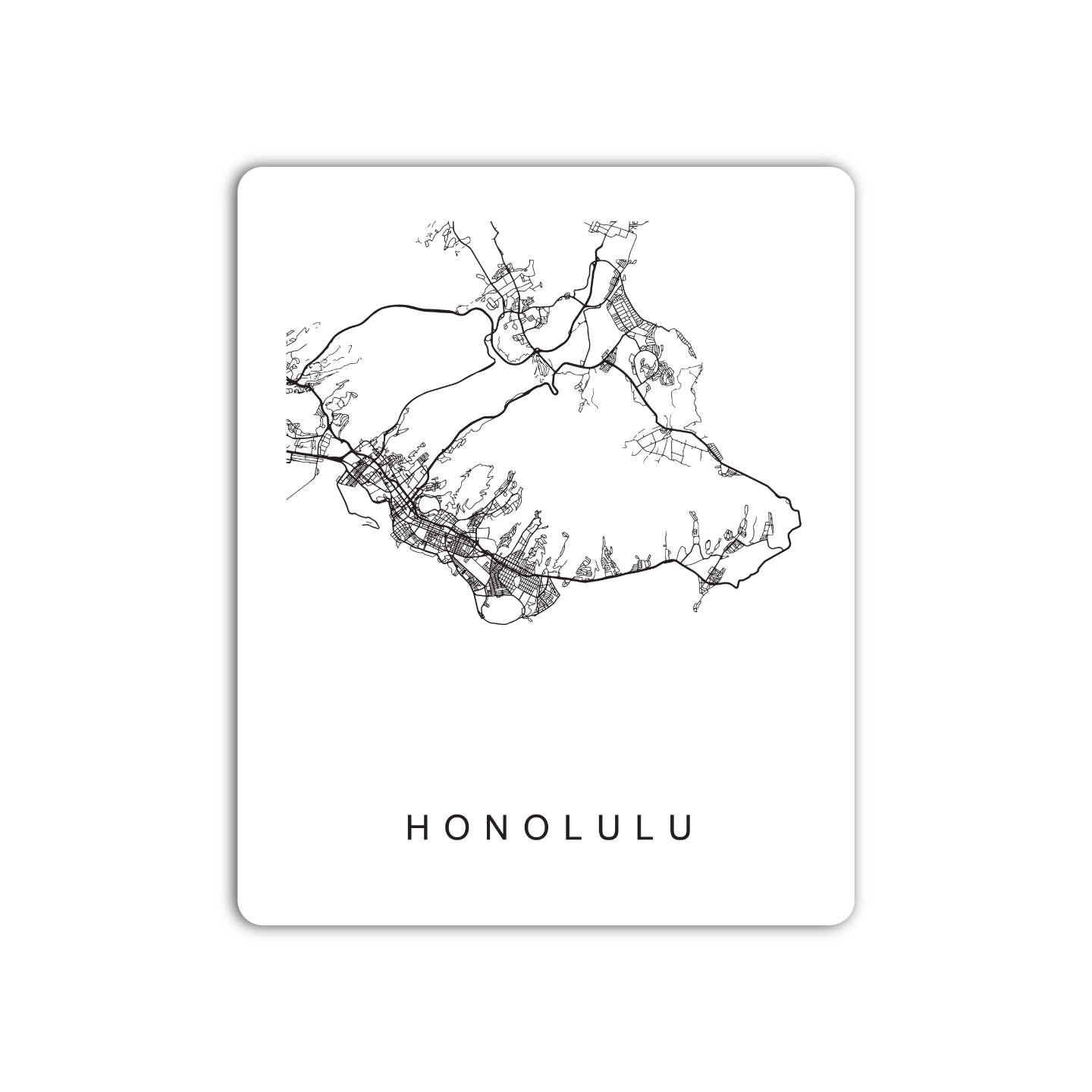 Honolulu U.S. Street Map Sticker