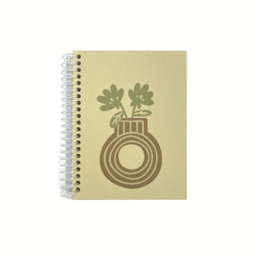 Cream Spiral Notebook Round Flower Vase