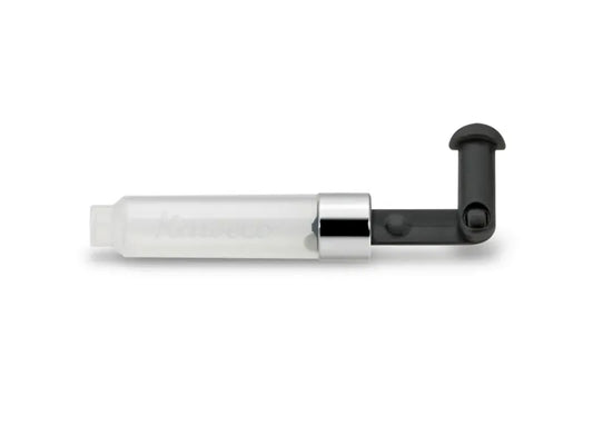 White electronic device with black and silver components on a white background