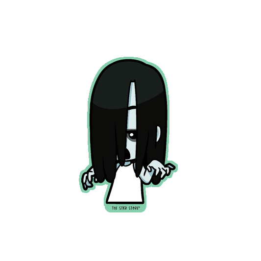 Long Hair White Lady Horror Sticker