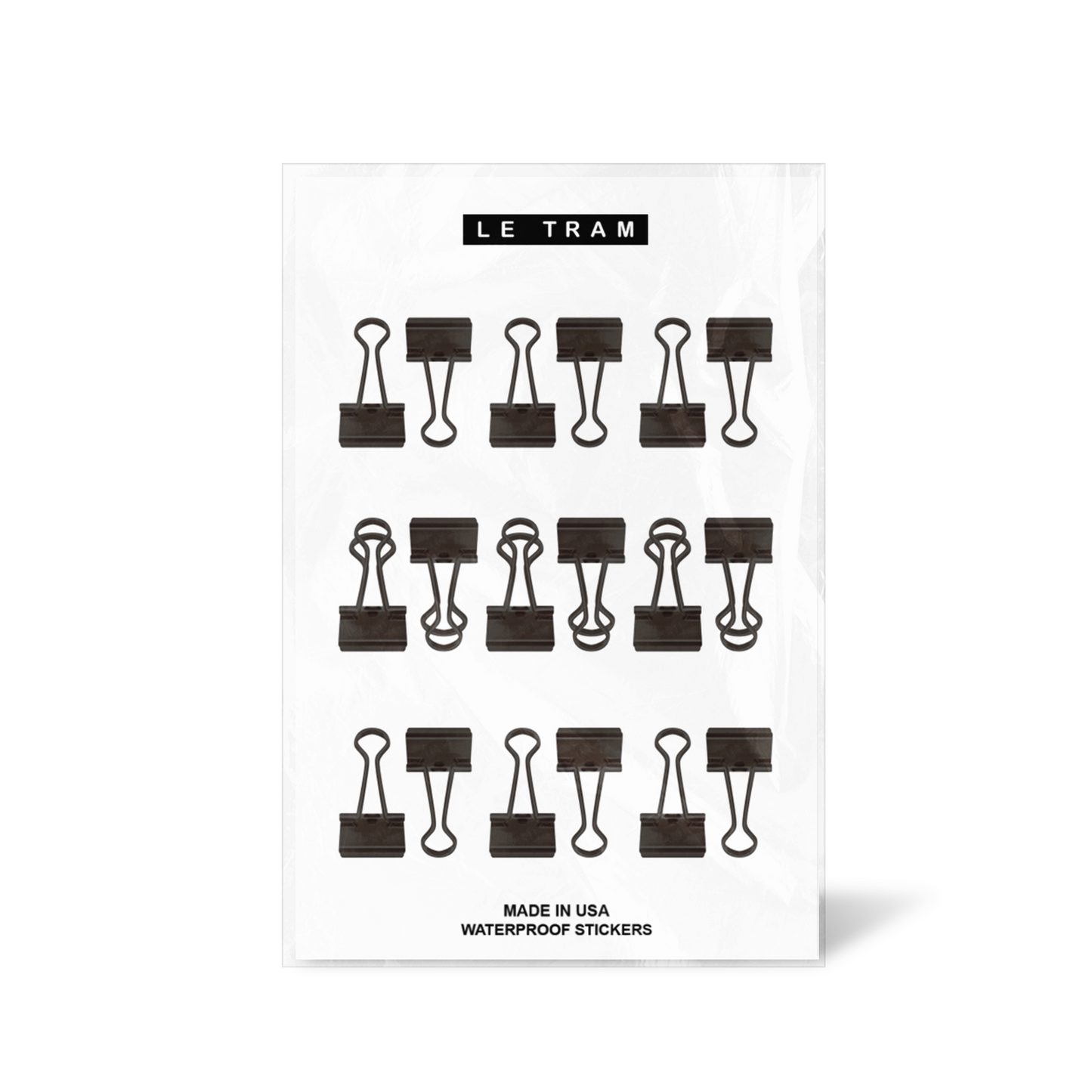 Le Tram Black Binder Clips - Clear Sticker Sheet