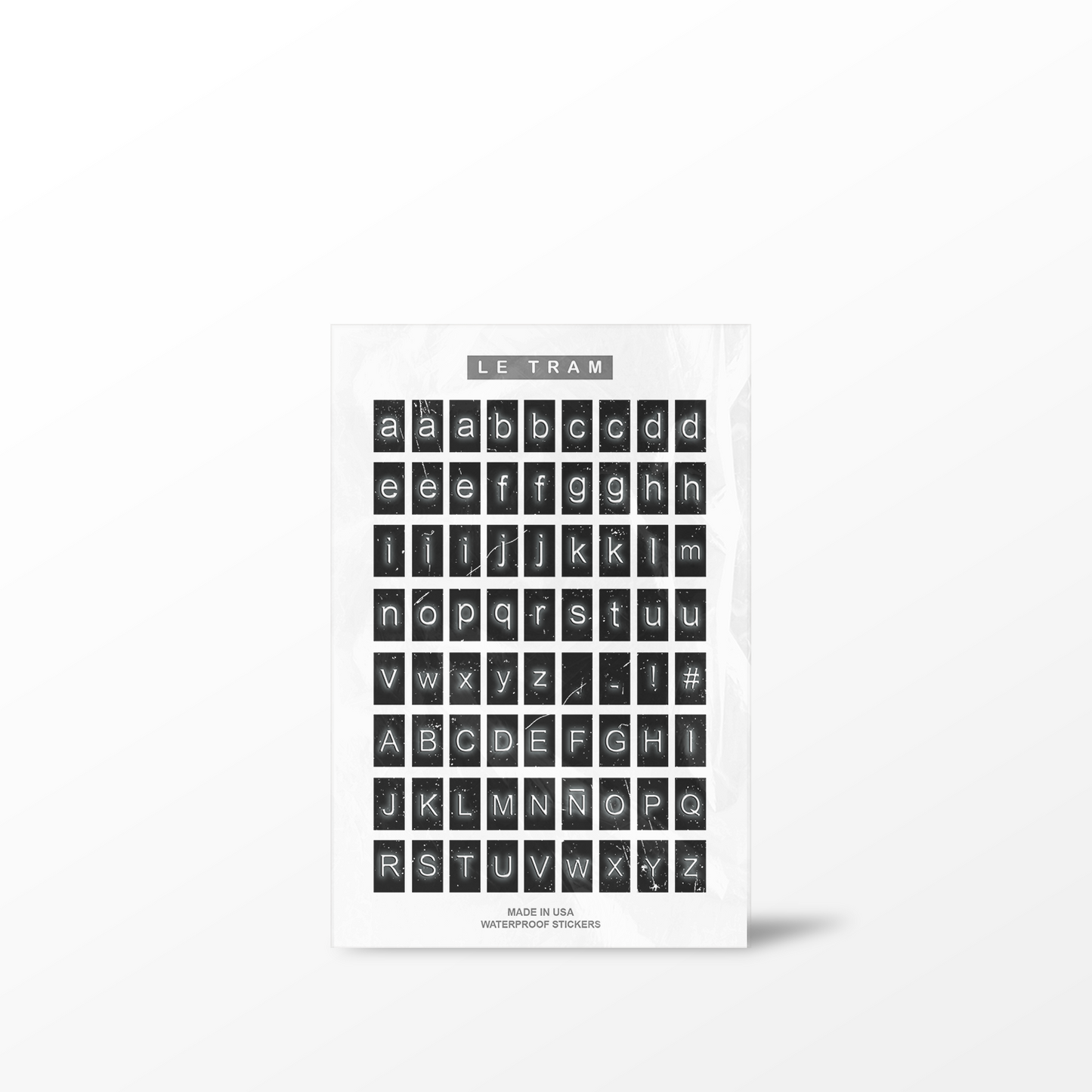 Le Tram Block Letters in Black - Clear Sticker Sheet