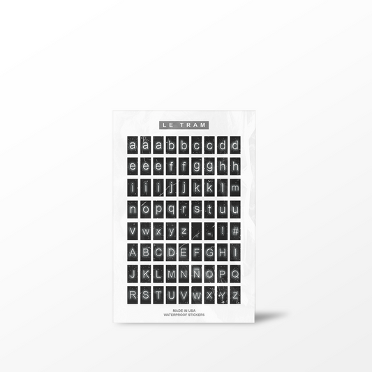 Le Tram Block Letters in Black - Clear Sticker Sheet