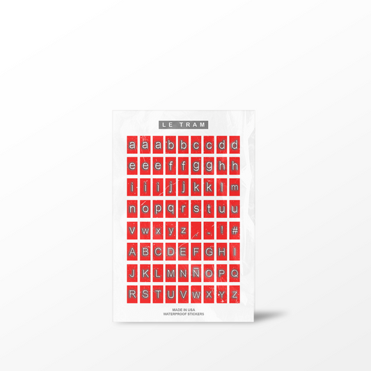 Le Tram Block Letters in Red - Clear Sticker Sheet