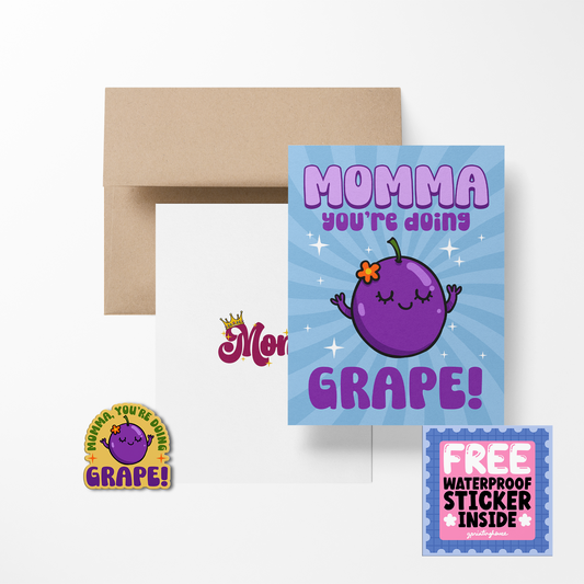 Momma You're Doing Grape Mother's Day Greeting Card with Sticker