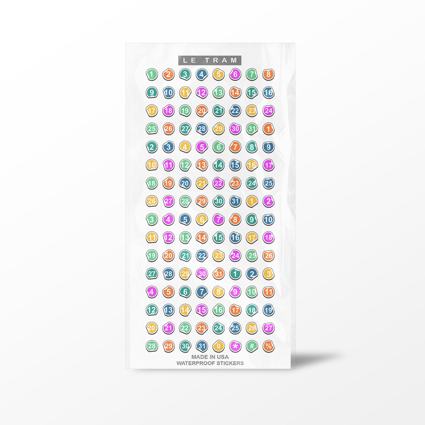 Calendar Multi-Color Numbers Le Tram Sticker Sheets - The Stkr Store