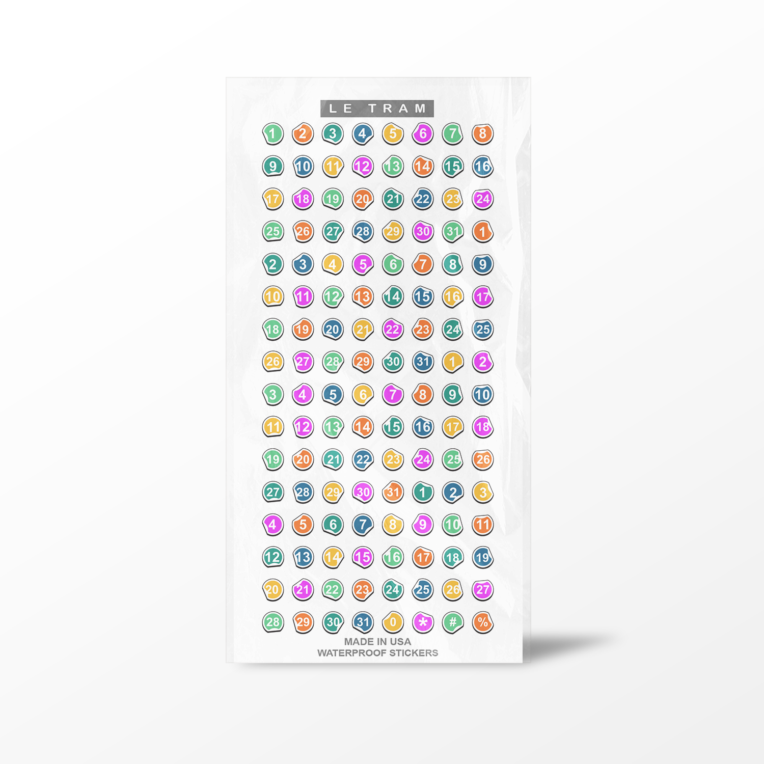 Calendar Multi-Color Numbers Le Tram Sticker Sheets - The Stkr Store