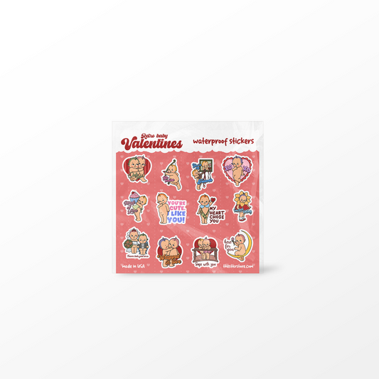 Retro Babies Valentines Sticker Sheet - The Stkr Store