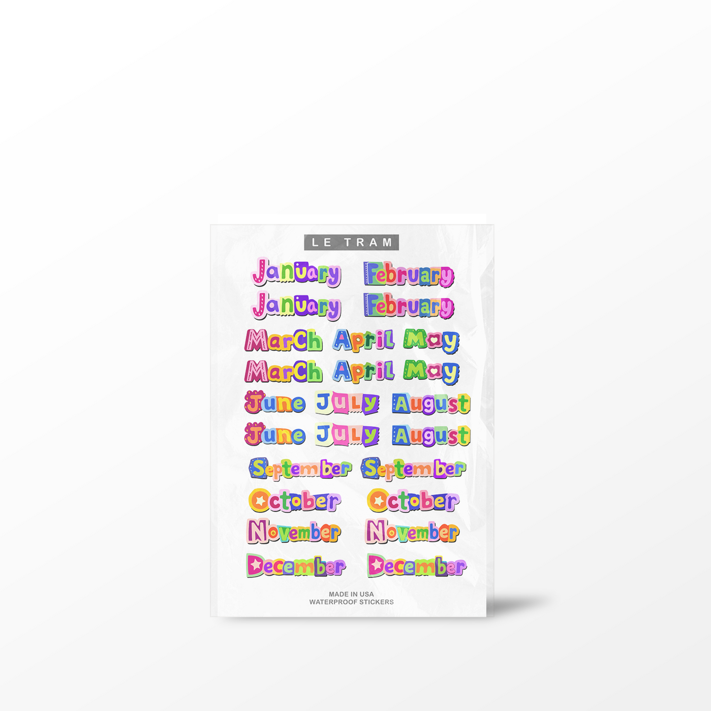 Le Tram Bubble Months Sticker Sheet