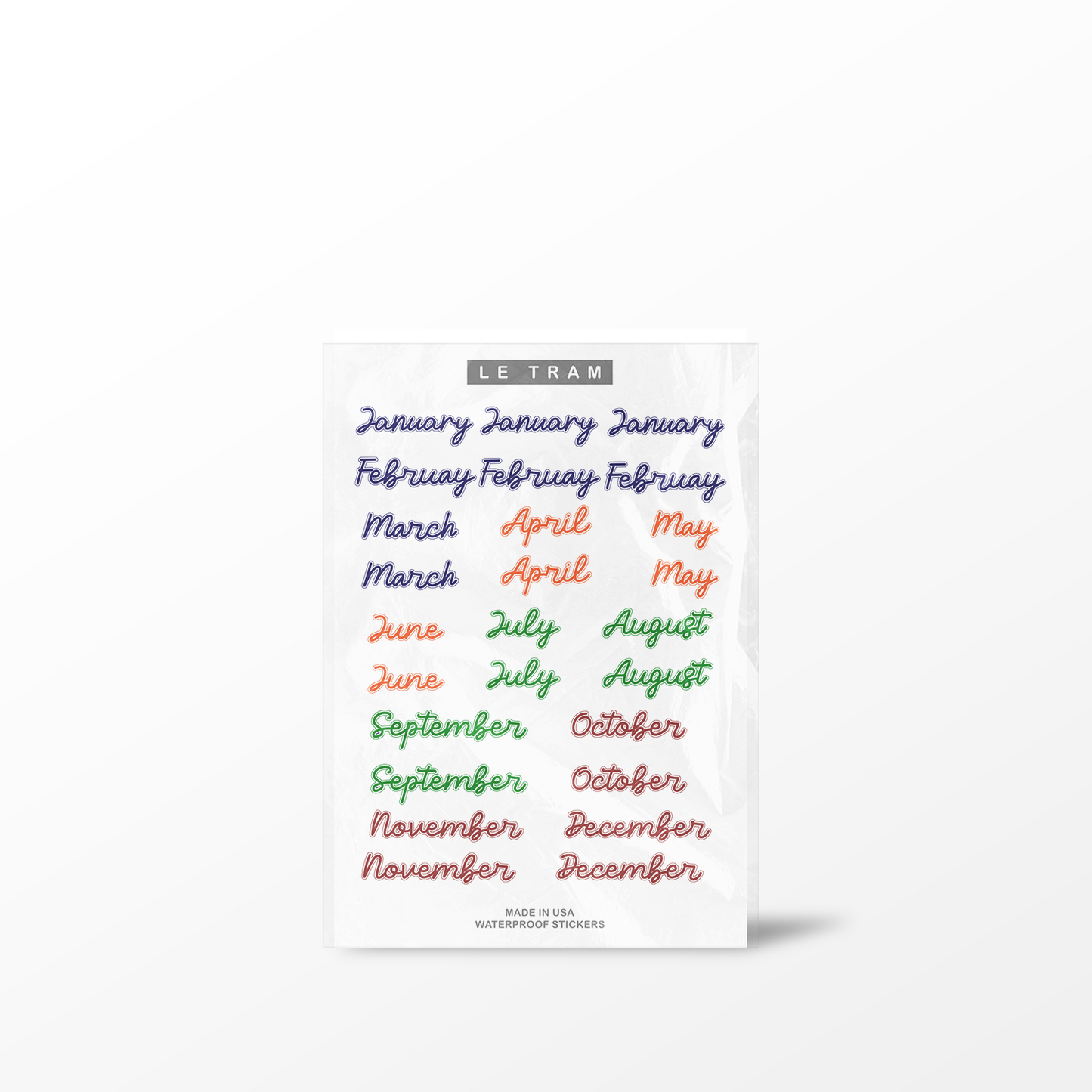 Le Tram Neon Cursive Months Sticker Sheet