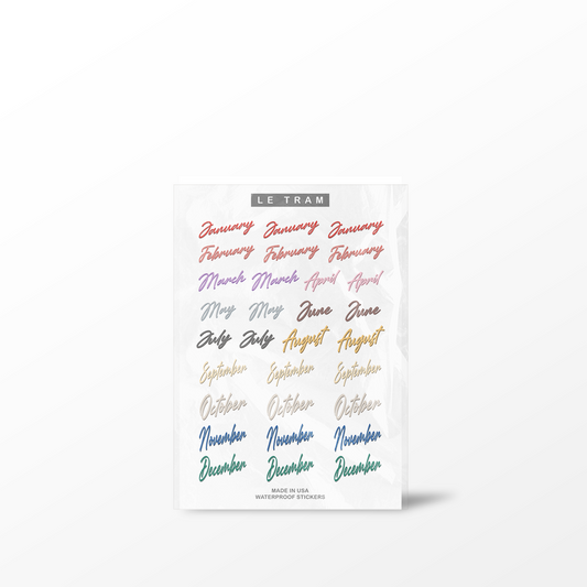 Le Tram Elegant Script Months Sticker Sheet