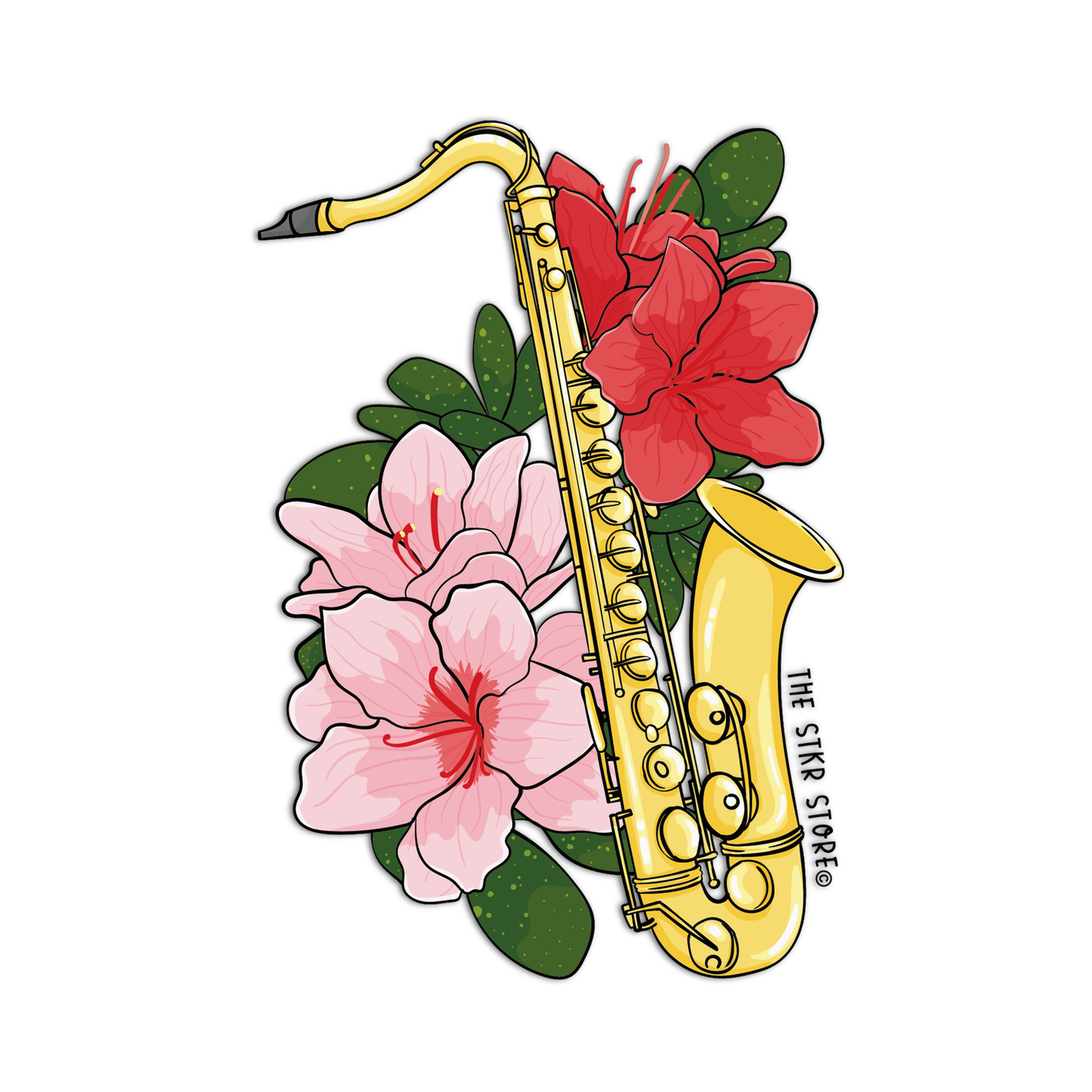 Saxophone Musical Instrument with Flowers