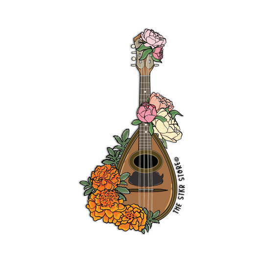 Mandolin Musical Instrument with Flowers