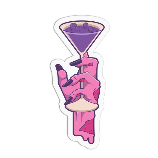 Melting Hand Holding Hourglass Halloween Textured Stickers