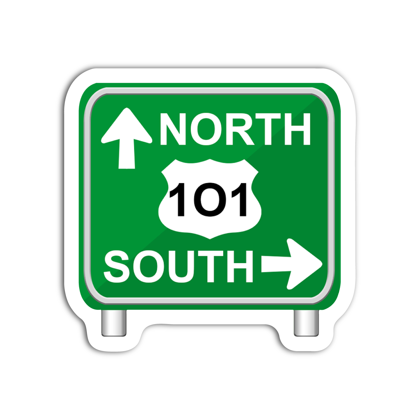 101 North and South Freeway Sign Sticker